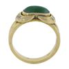 Image 6 : Vintage Petite 14K Yellow Gold Cabochon Green Jade & Diamond Grooved Band Ring