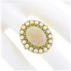 Image 3 : Vintage 14K Yellow Gold Oval Cabochon Opal Solitaire & Pearl Bead Cocktail Ring