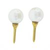 Image 1 : Estate 14k Yellow Gold 6mm White Cultured Pearl w/ Golf Tee Drop Stud Earrings