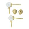 Image 3 : Estate 14k Yellow Gold 6mm White Cultured Pearl w/ Golf Tee Drop Stud Earrings