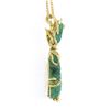Image 4 : Vintage 18k Gold GIA Carved Emerald & Diamond Textured Dangle Pendant Necklace
