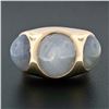 Image 2 : Men's Vintage Bold 14k Rose Gold 34.25 ctw Bezel Oval Star Sapphire 3 Stone Ring