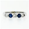 Image 4 : New 14K Gold.89 ctw Round Brilliant Diamond Sapphire U Setting Wedding Band Ring