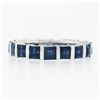 Image 5 : Platinum 4.45 ctw Square Step Cut Sapphire Bar Channel Eternity Stack Band Ring