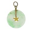 Image 2 : Antique 9K Gold Round Light Green Jade w/ Floral Center Medallion Disc Pendant