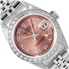 Image 1 : Rolex Ladies Stainless Steel Salmon Roman 18K White Gold Diamond Bezel Datejust