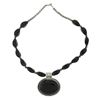 Image 5 : Vintage Handmade Navajo Silver Black Onyx Pendant on 18" Custom Bead Necklace