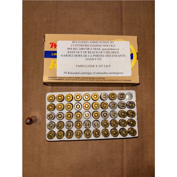 Hollow Point 9MM Luger, 147 J.H.P.