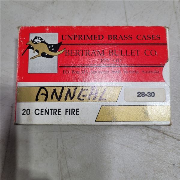 28-30 Bertram Bullet Co. Un-Primed Brass 20 Pieces