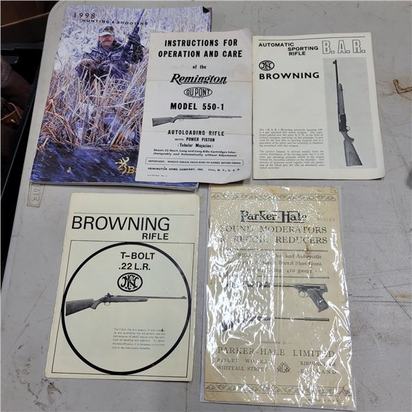 4 Firearms Manuals & 1 1998 Browning Catalogue
