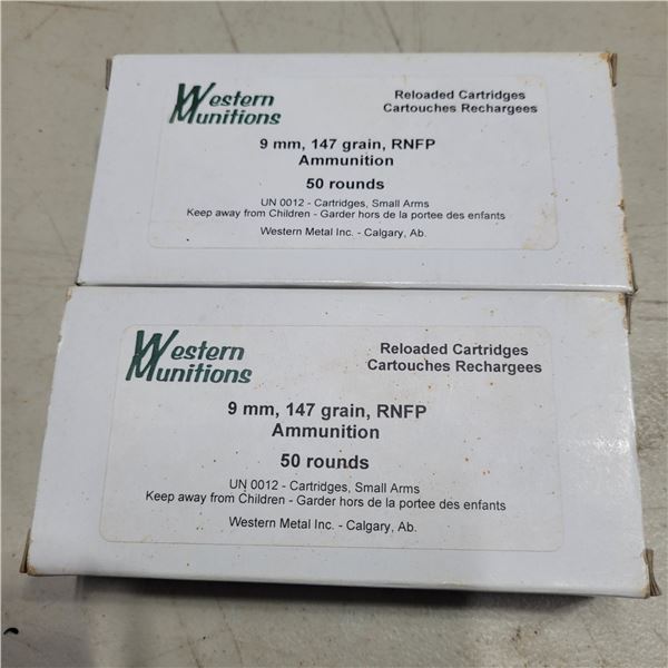 9mm 147gr  Western Munitions Commercial Reloaded Ammo