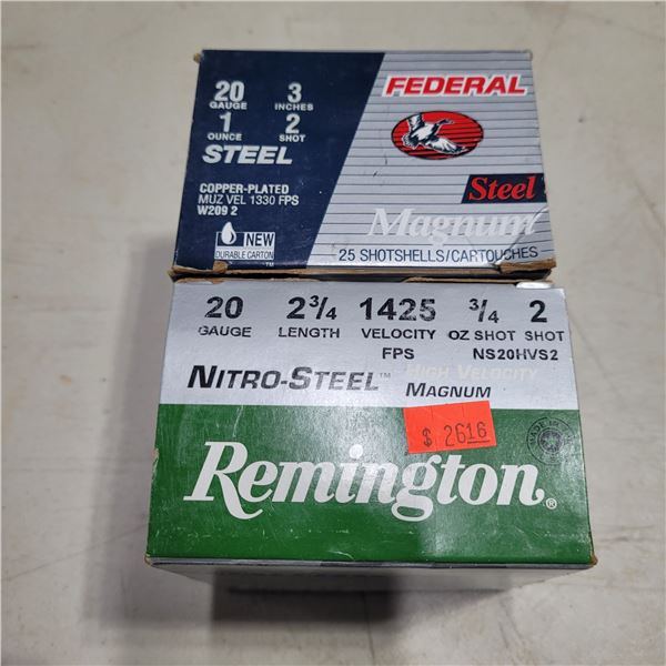 20ga 2 3/4" Remington & 20 ga 3" Magnum Federal Steel Shotshells