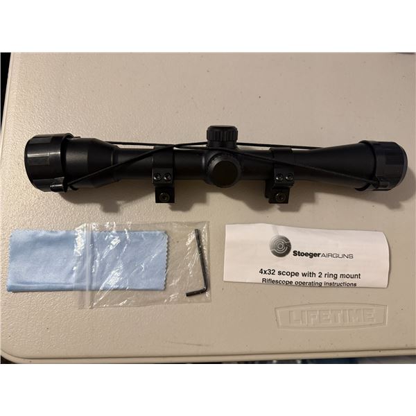 Stoeger Airguns 4x32 Riflescope – Includes Rings, Lens Caps, Cloth & Tool