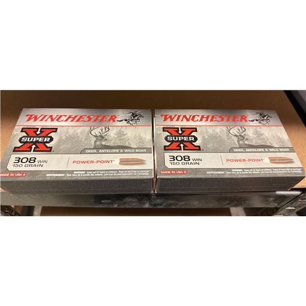 .308 Win  Factory Winchester Super X 150 Grain Power Point Shells - 2 Boxes