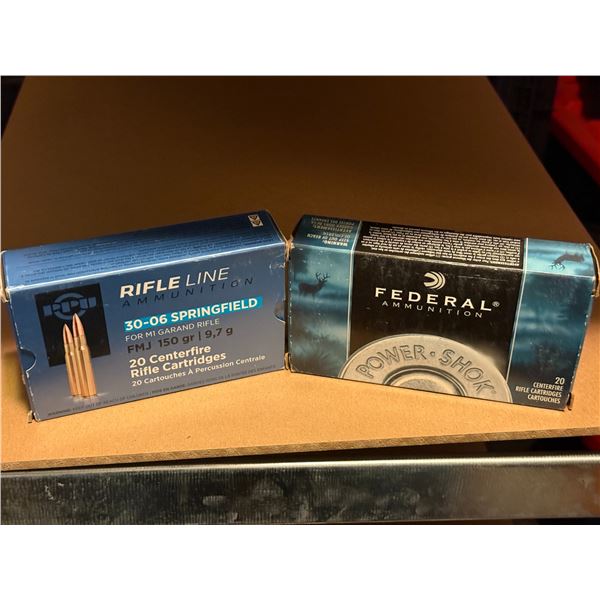 30-06 Springfield PPU Rifle Line Ammunition and Federal Ammunition (20 cartridges per box)