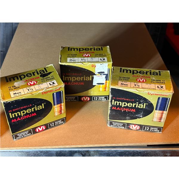 12 Gauge 2 3/4" Magnum  Imperial Shot Shells - 3 Boxes