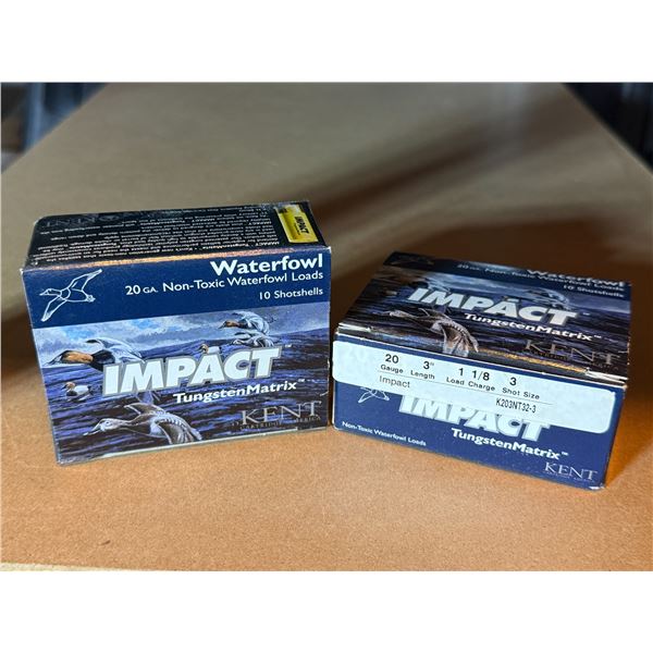 20 Ga 3" Size 3 Impact Waterfowl Tungsten Matrix Shotshells - 2 Boxes of 10