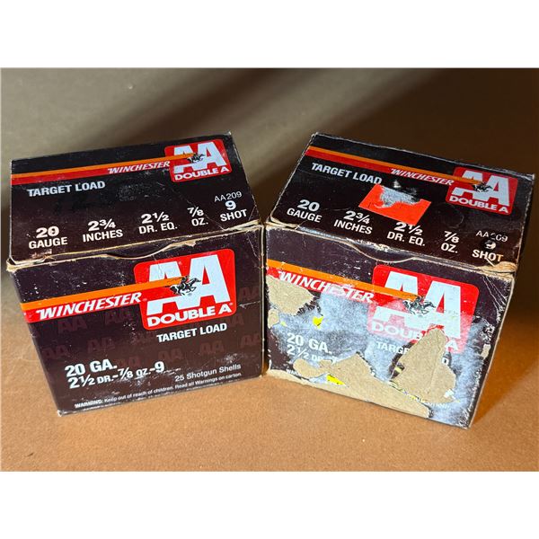 Winchester Double A 20ga Target Load Shotgun Shells - 2 Boxes
