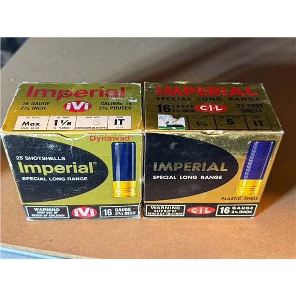 16 Ga 2 3/4" Imperial and Mixed Special Long Range Shot Shells - 2 Boxes (see description)
