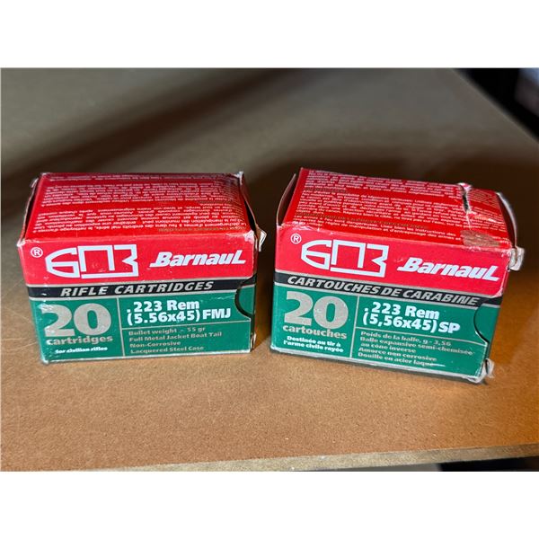 Barnaul .223 Rem Rifle Cartridges - 2 Boxes