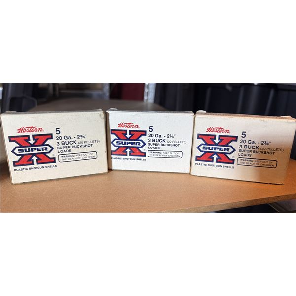 Western Super X 20 Ga. Super Buckshot Loads - 3 Boxes