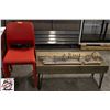 Image 1 : BAILIFF SEIZURE: 4 RED PLASTIC CHAIRS W/ WOOD