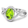 Image 2 : 14KT White Gold 1.05ctw Peridot and Diamond Ring