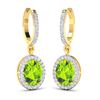 Image 2 : 14KT Yellow Gold 2.1ctw Peridot Topaz and Diamond Earrings
