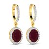 Image 3 : 14KT Yellow Gold 3ctw Ruby and Diamond Earrings