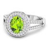Image 2 : 14KT White Gold 1.05ctw Peridot and Diamond Ring