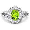 Image 3 : 14KT White Gold 1.05ctw Peridot and Diamond Ring