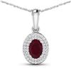 Image 1 : 14KT White Gold 0.85ctw Ruby and Diamond Pendant