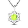 Image 2 : 14KT White Gold 1.85ctw Peridot and Diamond Pendant