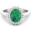 Image 1 : 14KT White Gold 1.ct Zambian Emerald and Diamond Ring
