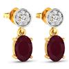 Image 3 : 14KT Yellow Gold 1.7ctw Ruby and Diamond Earrings