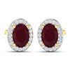 Image 2 : 14KT Yellow Gold 1.7ctw Ruby and Diamond Earrings