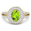 Image 3 : 14KT Yellow Gold 1.05ctw Peridot and Diamond Ring