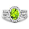 Image 3 : 14KT White Gold 1.6ctw Peridot and Diamond Ring