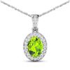 Image 1 : 14KT White Gold 1.05ct Peridot and Diamond Pendant with Chain