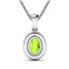 Image 3 : 14KT White Gold 1.05ct Peridot and Diamond Pendant with Chain