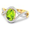 Image 2 : 14KT Yellow Gold 1.05ctw Peridot and Diamond Ring