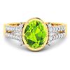 Image 3 : 14KT Yellow Gold 1.6ctw Peridot and Diamond Ring