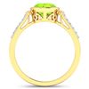 Image 4 : 14KT Yellow Gold 1.6ctw Peridot and Diamond Ring