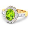 Image 2 : 14KT Yellow Gold 1.6ctw Peridot and Diamond Ring