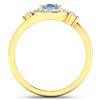 Image 4 : 14KT Yellow Gold 0.51ctw Aquamarine and Diamond Ring