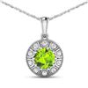Image 1 : 14KT White Gold 1.85ctw Peridot and Diamond Pendant