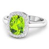Image 2 : 14KT White Gold 2ctw Peridot and Diamond Ring