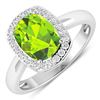 Image 3 : 14KT White Gold 2ctw Peridot and Diamond Ring