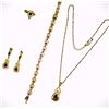 Image 2 : 18 Kt Gold Plate Padpaparacha Sapphire Lab Simulated Jewelry Set