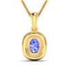 Image 2 : 14KT Yellow Gold 1.09ct Tanzanite and Diamond Pendant with Chain
